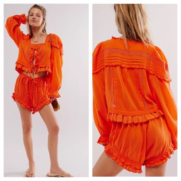 Free People Tops - NWOT size XS Free People Florence bed jacket Bloomer set